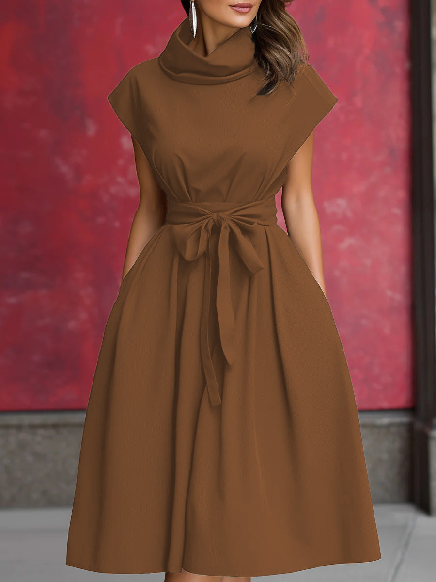 Damen Kleid mit schicker, geraffter Kapuze und praktischen Taschen Drune