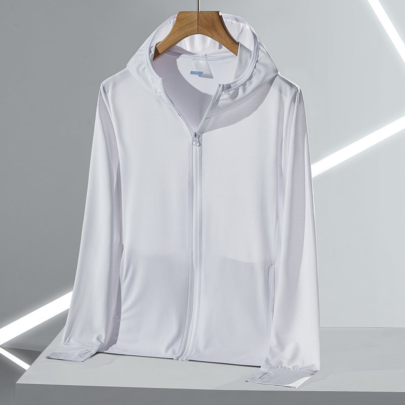 Herren nan ultraleichte UV-Schutz-Kapuzenjacke mit durchgehendem Reißverschluss atmungsaktivem Meshfutter und schnelltrocknender Funktionsfaser Drune