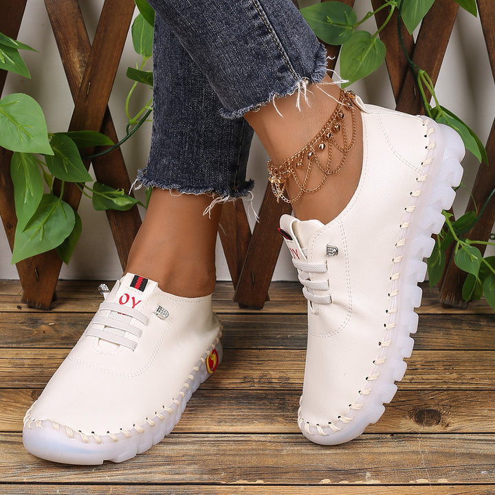 Damen Bequeme Lederoptik-Slipper mit flexibler Profilsohle und Mokassin-Naht Drune