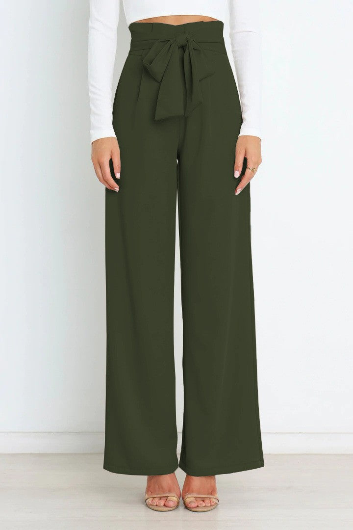 Damen Weitgeschnittene Hose mit dekorativem Bindegürtel Drune