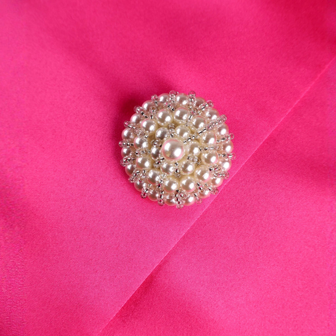 Damen Elegantes Blazer-Kleid mit Puffärmeln und Glitzerknöpfen Drune