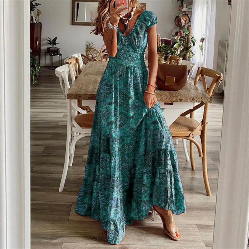 Damen Maxikleid mit Boho-Design und schwingendem Abschluss Drune