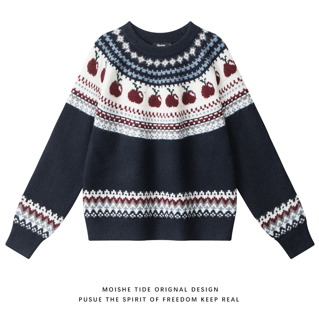 Damen Gemusterter Strickpullover Drune