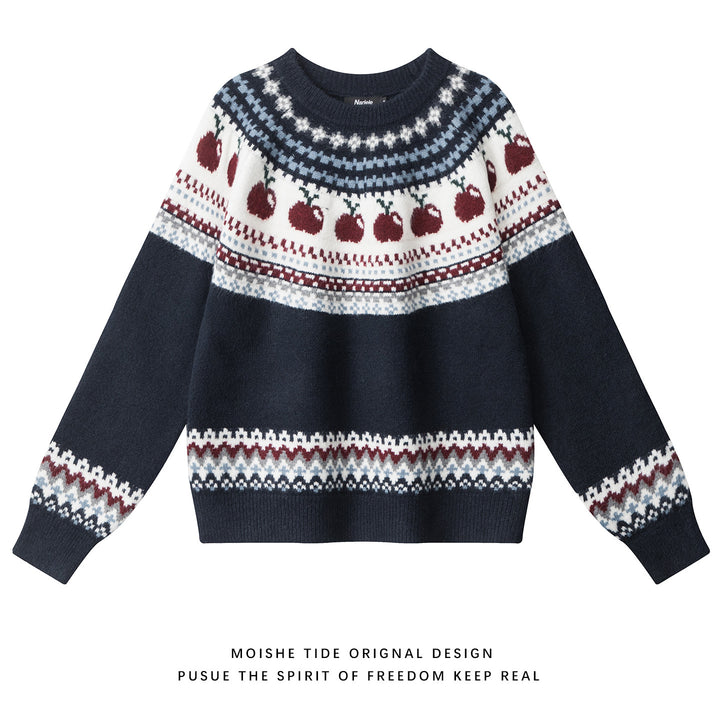 Damen Gemusterter Strickpullover Drune