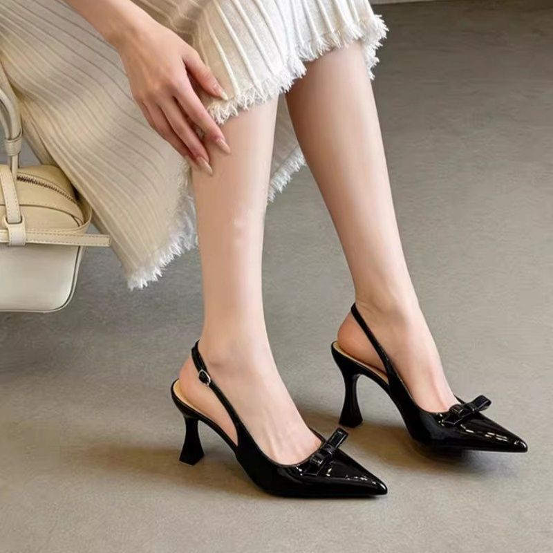 Damen spitze Slingback-Pumps mit eleganter Schleifenverzierung Drune