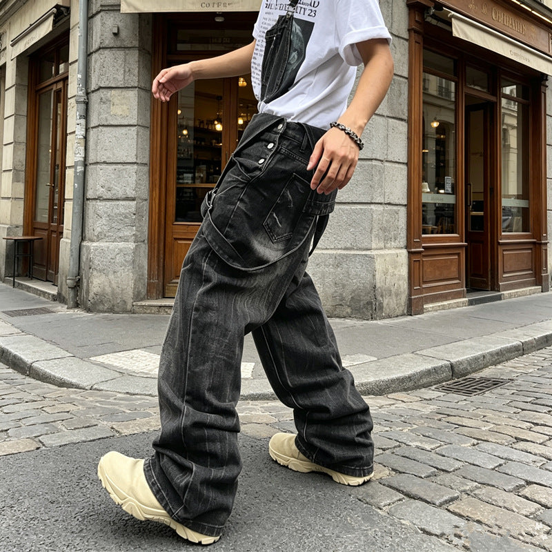 Herren Lässige Denim-Latzhose Drune