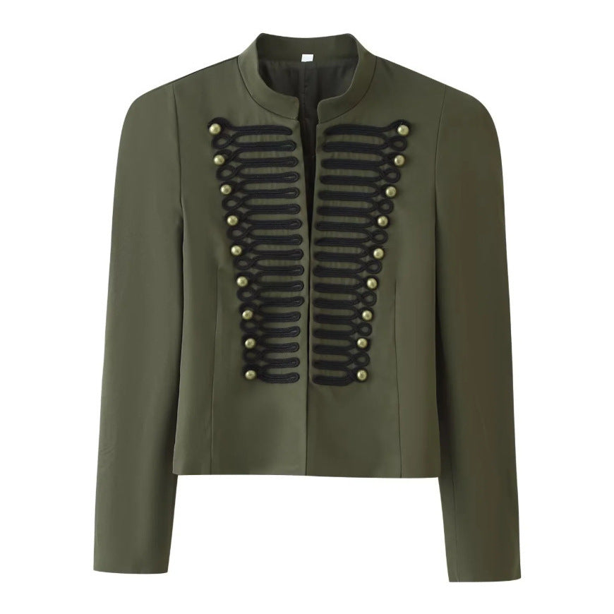 Damen Kurzjacke im hussareninspirierten Design mit Stehkragen und Zierkordeln Drune
