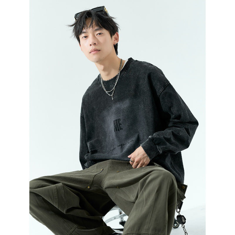 Herren Oversize Vintage-Sweatshirt mit Pigmentfärbung Drune