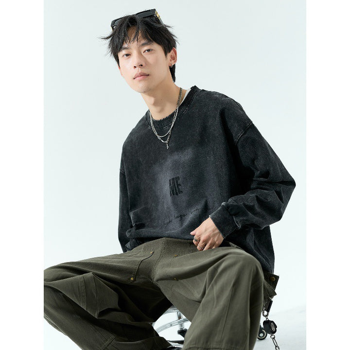 Herren Oversize Vintage-Sweatshirt mit Pigmentfärbung Drune
