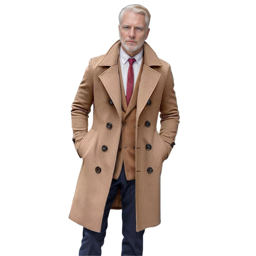 Herren doppelreihiger Wollmantel mit klassischem Schnitt und eleganten Details Drune
