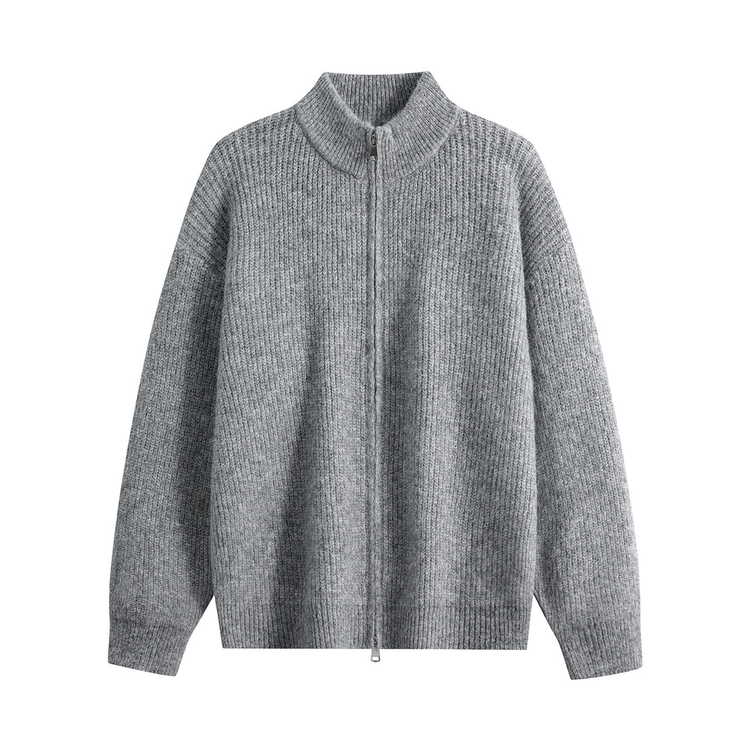 Damen Oversize-Strickjacke mit Rundhalsausschnitt, Rippsaum & Kontrastknöpfen Drune