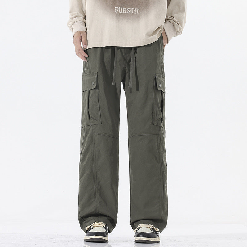 Herren Oversize-Cargohose im Utility-Stil mit Tunnelzugbund und großen Klappentaschen Drune