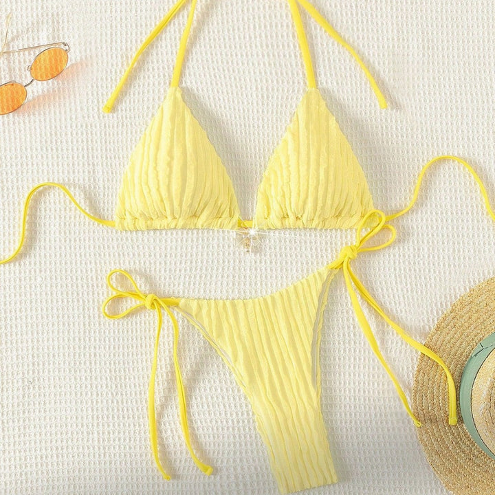 Damen Triangel-Bikini mit strukturierter Rippoptik Drune