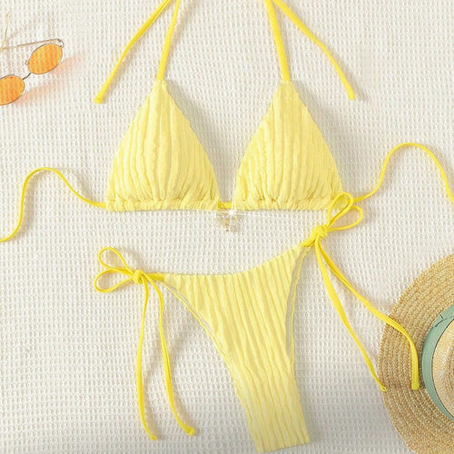 Damen Triangel-Bikini mit strukturierter Rippoptik Drune