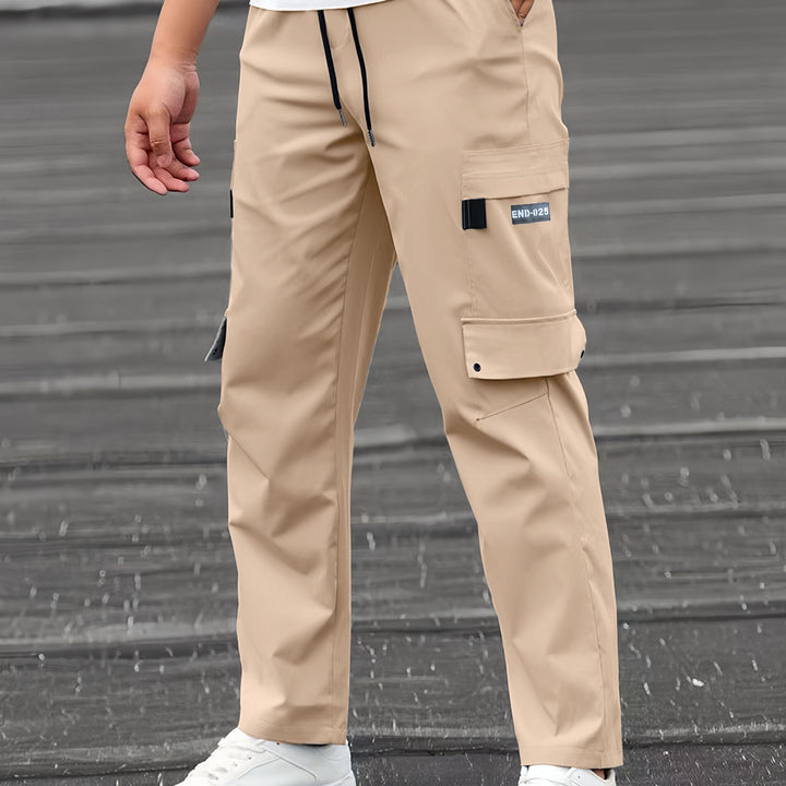 Herren Utility-Cargohose mit Tunnelzugbund, geradem Bein und Mehrfachtaschen Drune