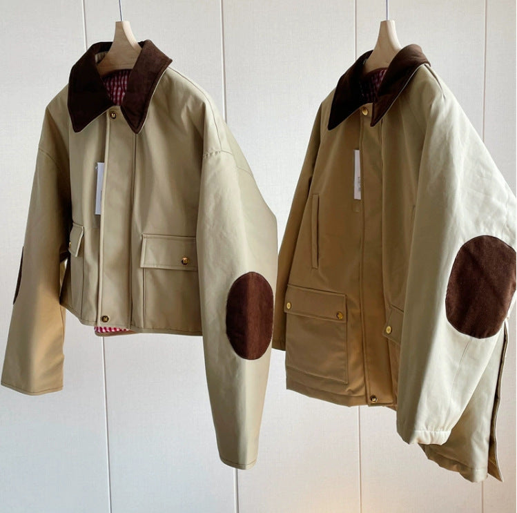 Damen Stylische Übergangsjacke mit kontrastierenden Ellbogenpatches Drune
