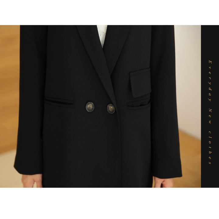 Damen Knieumspielender Einreihiger Wollmix-Longmantel im minimalistischen Tailoring Drune