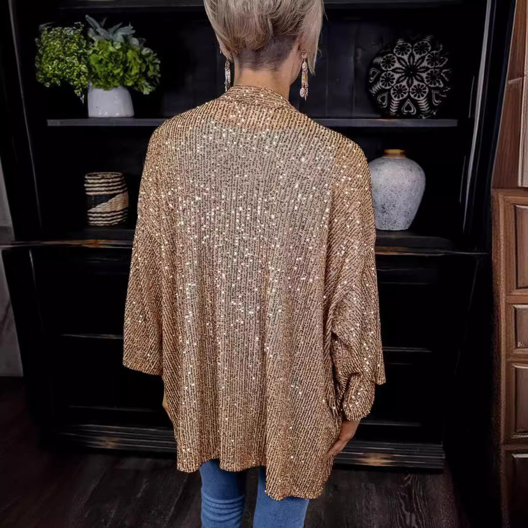 Damen lässiger Cardigan mit offenen Front und fließender Passform Drune