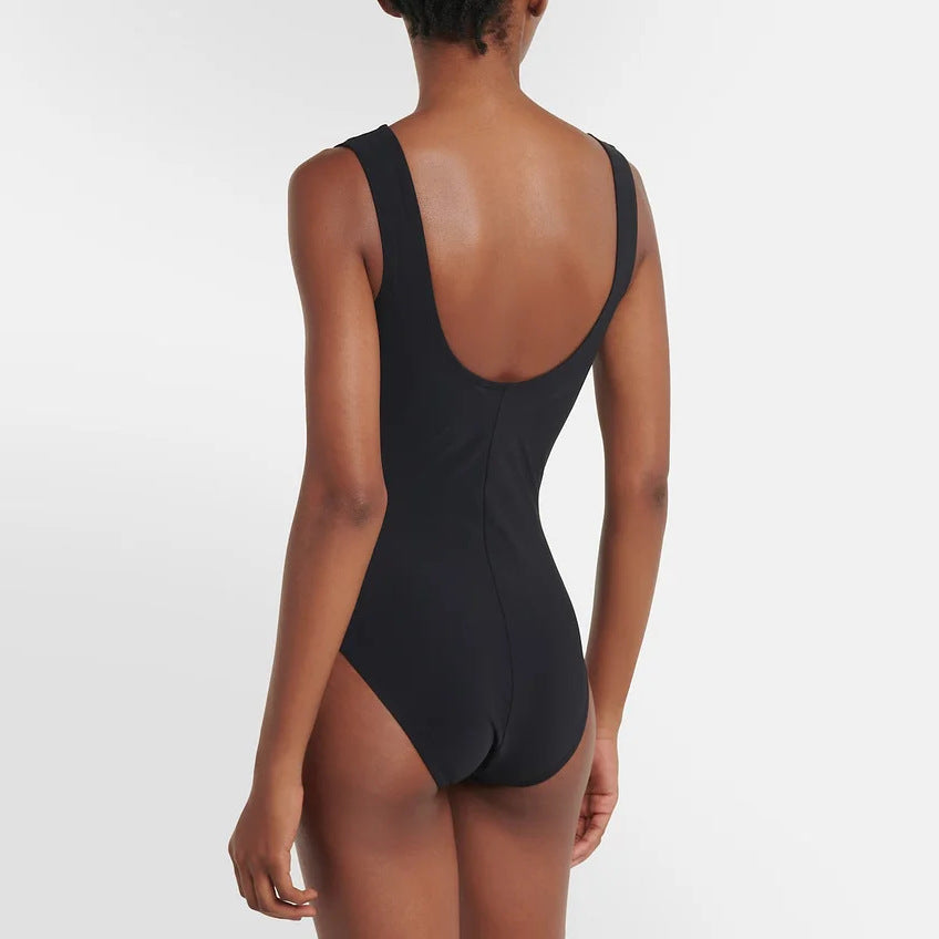 Damen eleganter V-Ausschnitt Schwimmanzug mit stilvollem Wickelrock Drune