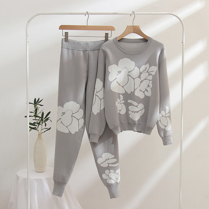 Damen Strickanzug mit floralen Designs Drune