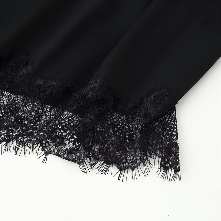 Damen elegantes Oberteil mit auffälligem Spitzenabschluss Drune