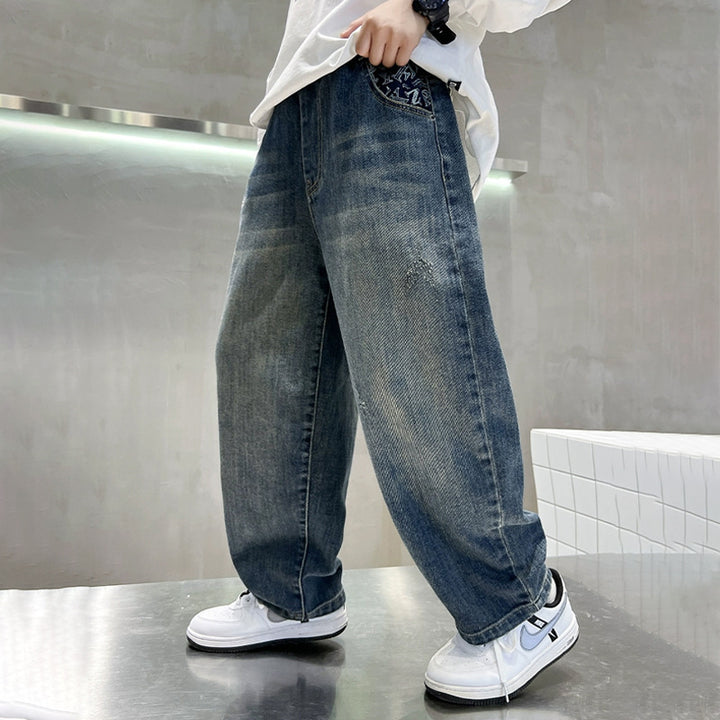 Damen lässige Baggy-Jeans mit einzigartigem Taschen-Design Drune