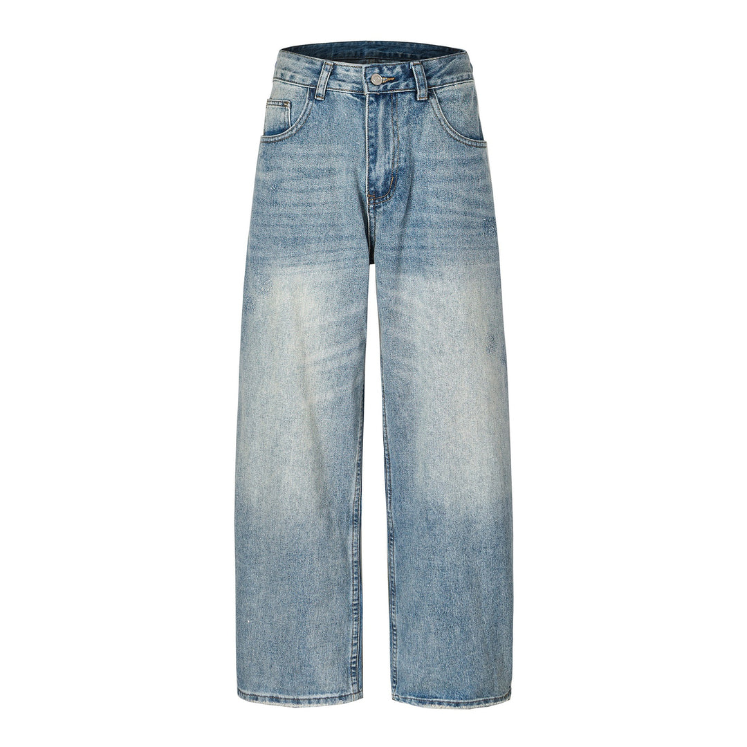 Damen Denim-Culotte mit hohem Bund, weitem Bein und Used-Waschung Drune
