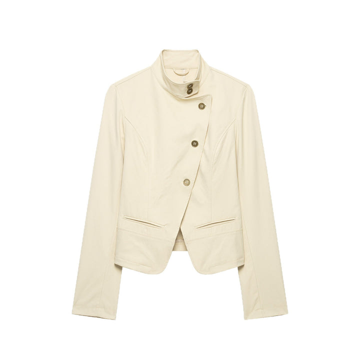 Damen Kurzblazer mit asymmetrischer Knopfleiste und hohem Stehkragen Drune