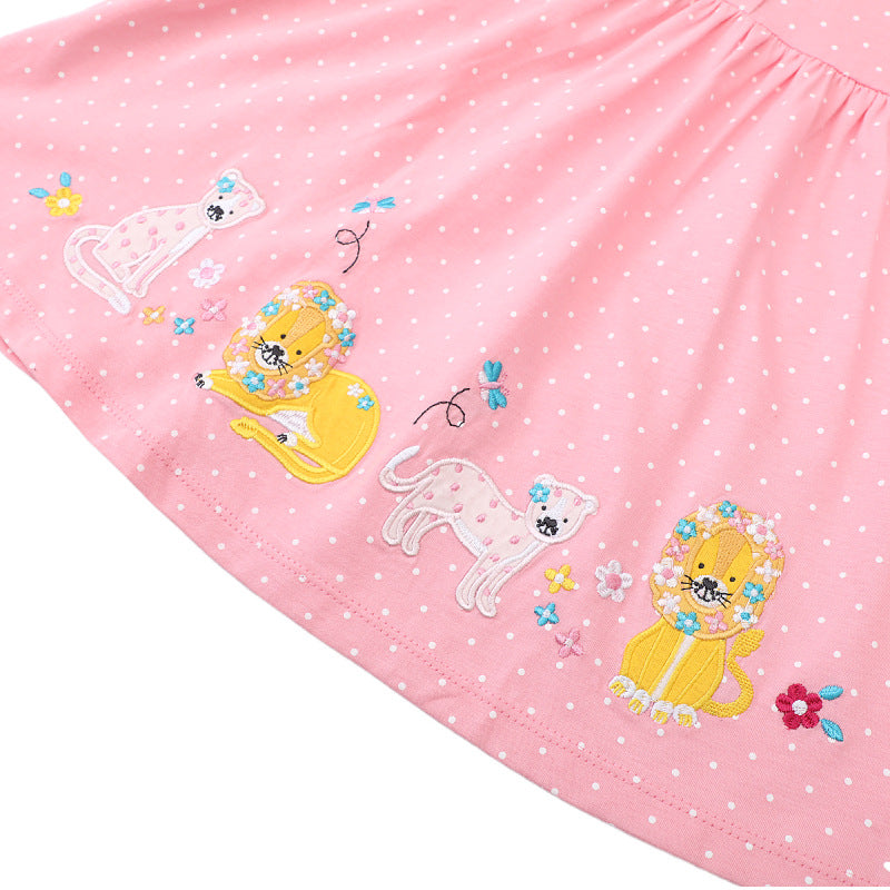 Mädchen Sommerkleid mit niedlichen Tierapplikationen Drune