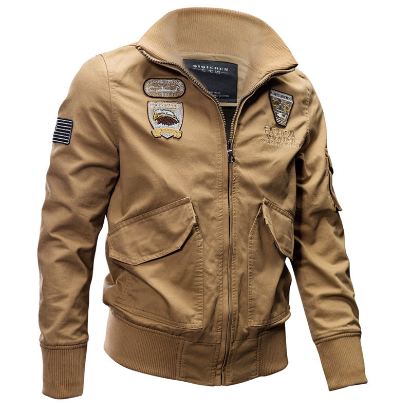 Herren nan leichte Utility Bomberjacke mit bestickten Abzeichen und Taschen Drune