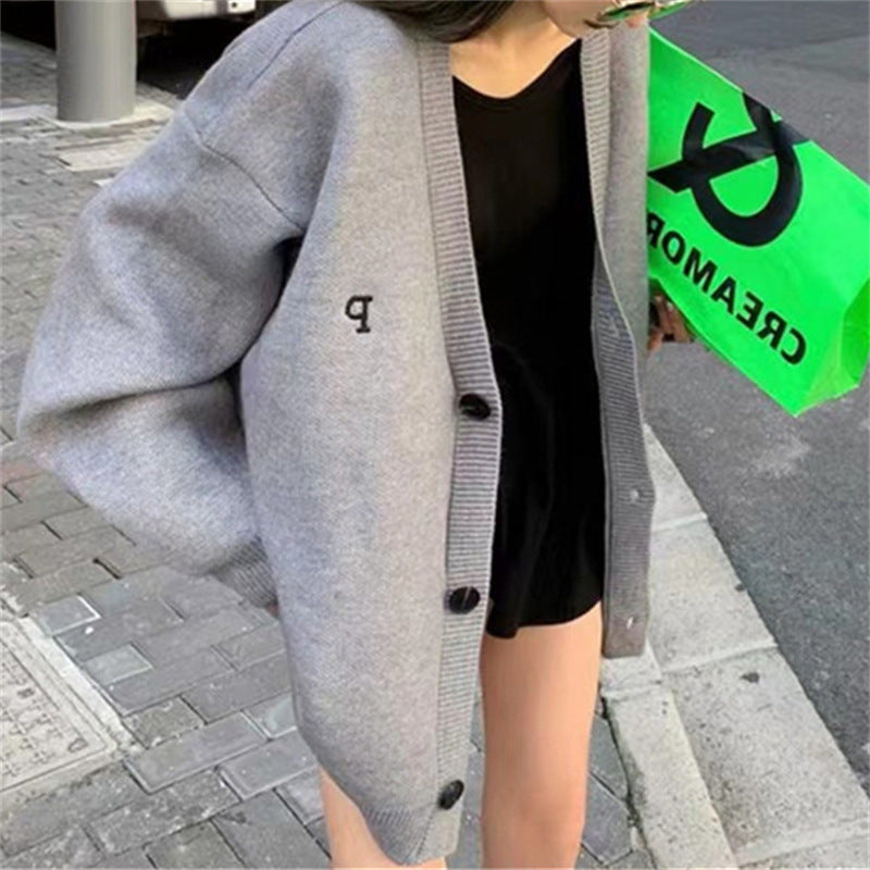 Damen Lässiger Oversized Cardigan mit tiefem V-Ausschnitt und hochwertigen Materialien Drune