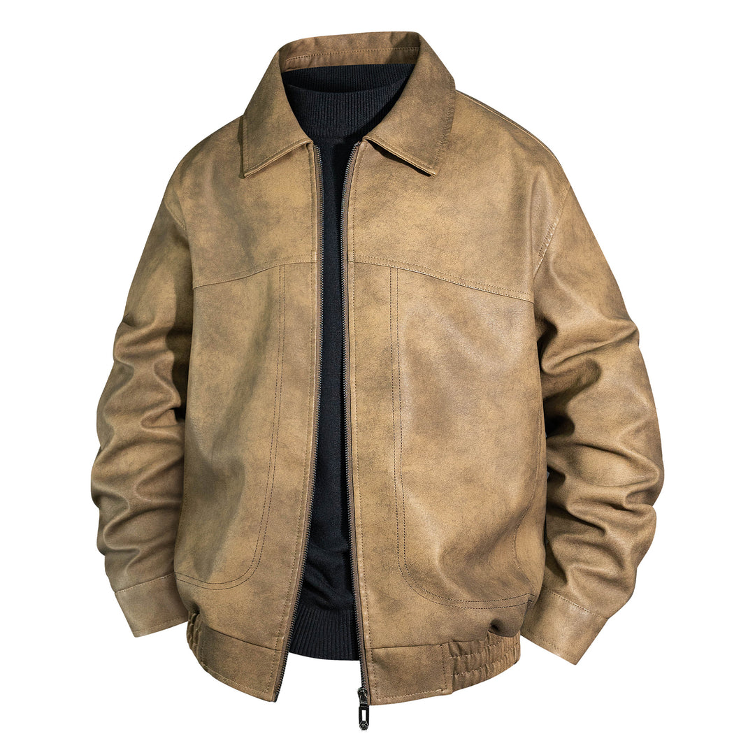 Herren Bomberjacke aus geöltem Vintage-Leder mit Reißverschluss Drune