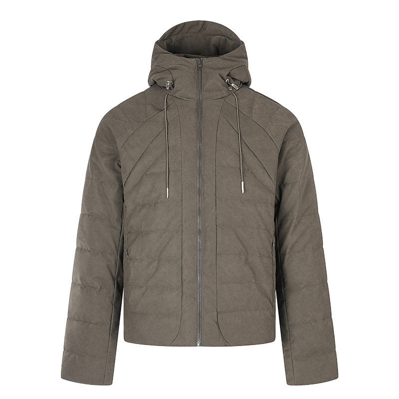 Herren wattierte Kurz-Steppjacke mit Kapuze, Tunnelzug und durchgehendem Reißverschluss Drune