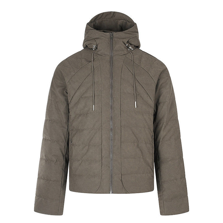 Herren wattierte Kurz-Steppjacke mit Kapuze, Tunnelzug und durchgehendem Reißverschluss Drune