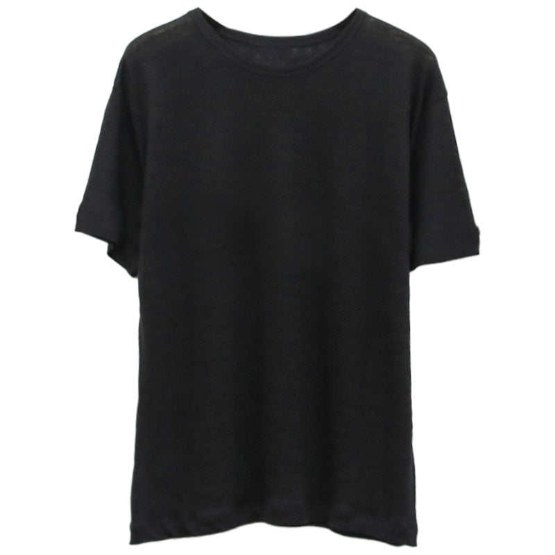 Damen lässiges Oversize T-Shirt aus atmungsaktiver Baumwollmischung mit strukturierter Oberfläche Drune
