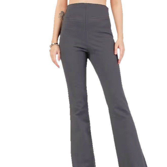 Damen Hochtaillierte Bootcut-Stretchhose mit figurformendem Oberschenkel und weitem Schlag Drune
