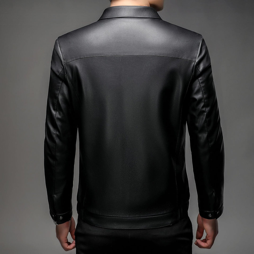 Herren Lederblouson mit wärmendem Fellfutter, Hemdkragen und Reißverschluss Drune