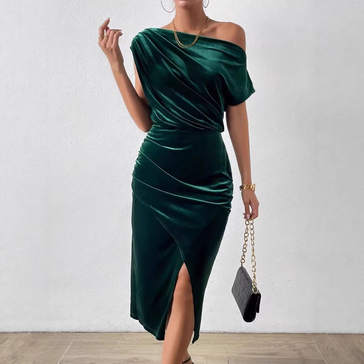 Damen Etuikleid mit tiefem Ausschnitt und elegantem Satin-Finish Drune