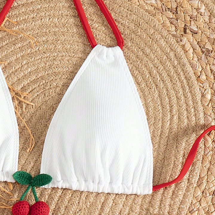 Damen Triangel-Bikini-Set mit fruchtigem Motiv und verstellbaren Bändern Drune