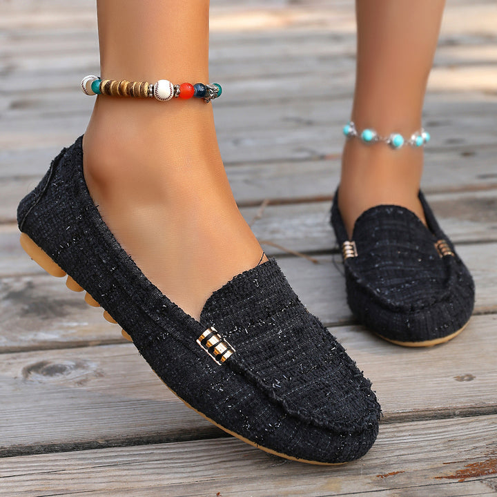 Damen Metallic Mokassin mit Noppenlaufsohle und Ziermetalldetail Drune