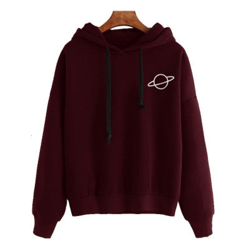 Damen Bequemer Kapuzenpullover mit planetarischem Motiv Drune