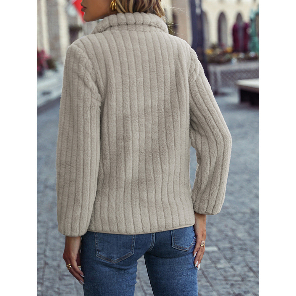 Damen Fleece Pullover mit hohem Kragen Drune