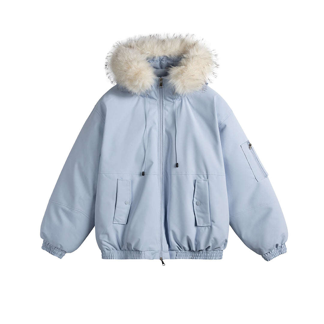 Damen Oversize-Parka im Bomberstil mit abnehmbarer Kunstfellkapuze Drune