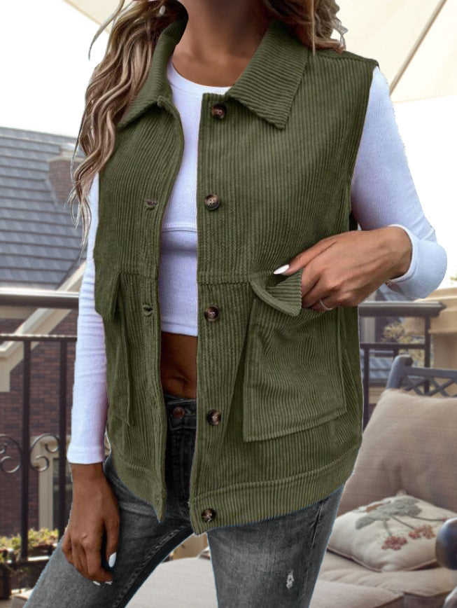 Damen Strickweste mit Taschen und klassischem Kragen Drune