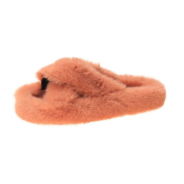 Damen Flauschige Hausschlappen mit gewendeten Riemen und ergonomischem Fußbett Drune