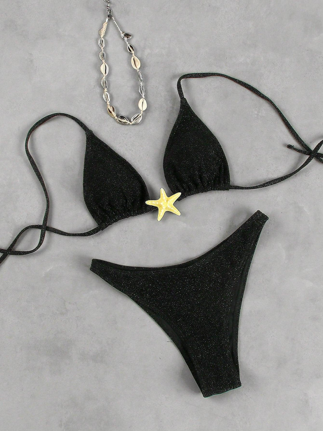 Damen Triangel-Bikini mit funkelndem Glitzereffekt und charmantem Stern-Detail Drune