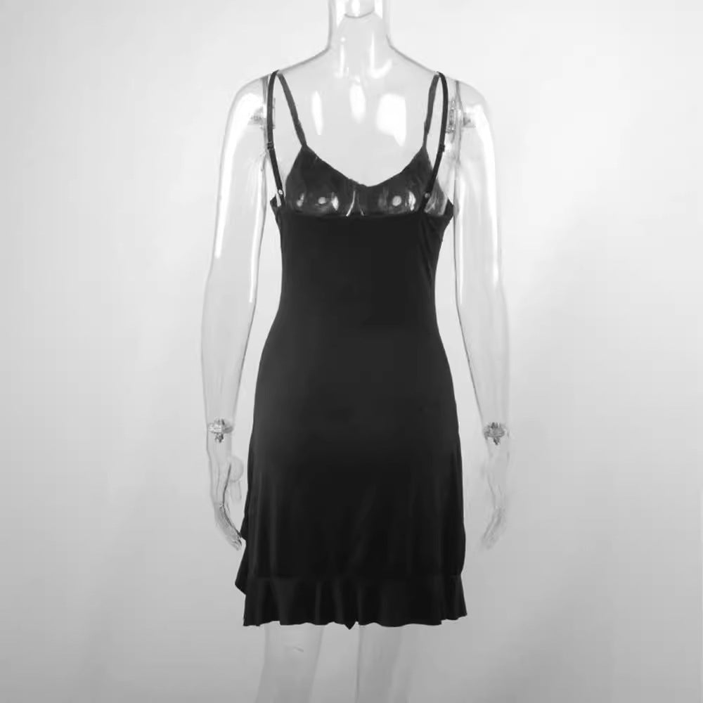 Damen Wickelkleid mit tiefem V-Ausschnitt und halbtransparenten Details Drune