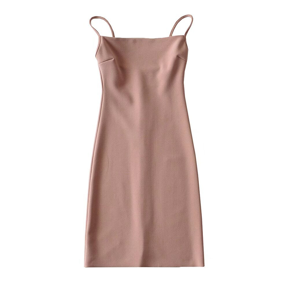 Damen elegantes Spaghettiträger-Kleid Drune