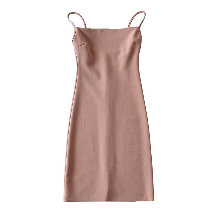 Damen elegantes Spaghettiträger-Kleid Drune