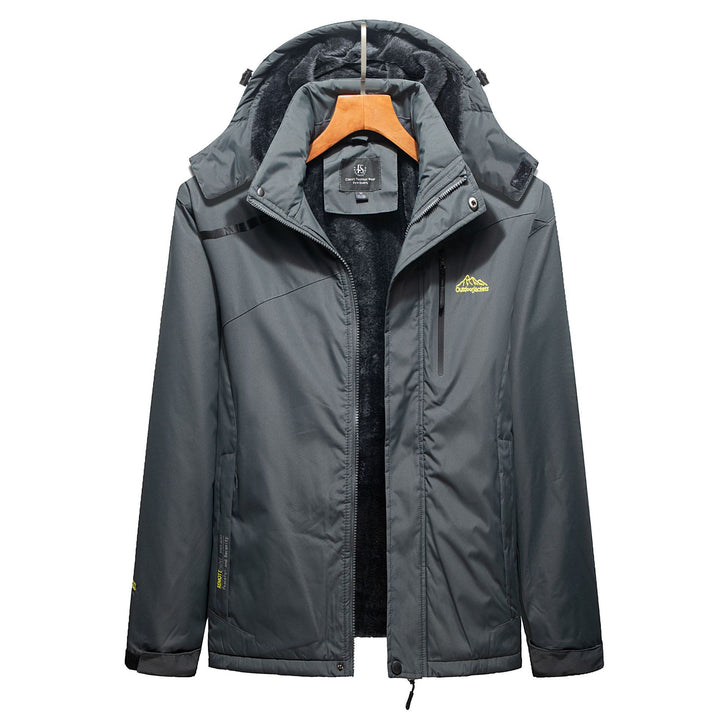 Herren Wasserabweisender Outdoorparka mit Teddyfutter, abnehmbarer Kapuze und Reißverschlusstaschen Drune